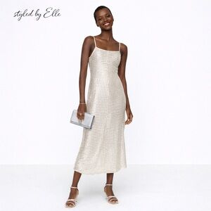 RHODE Platinum Jemima Dress 100% Silk Size 12 $695